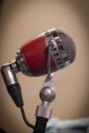 red retro microphone close up