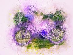 bicycle flowers art abstract