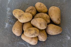 Unpeeled dirty potatoes