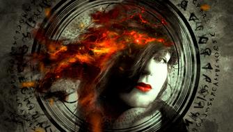 girl fire eye view