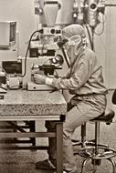retro photo, research of the virus in the hospital