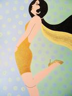 girl look beautiful yellow black