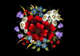 flowers bouquet on a black background