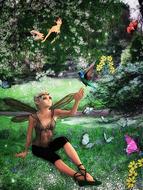 fairy beautiful butterflies trees