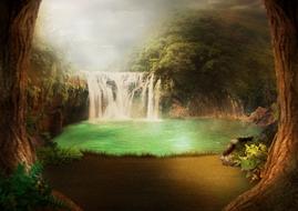 Background Image Waterfall Jungle