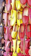 Colorful shoes in shop