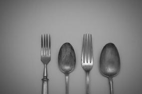 iron spoon and forks on the table