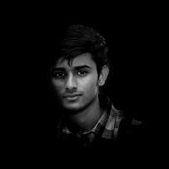 black and white, student on black background in India