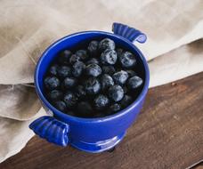 ripe berries in a blue plate