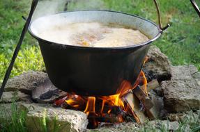 cooking in a cauldron