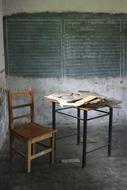 Furniture of the school classroom with blackboard in Africa