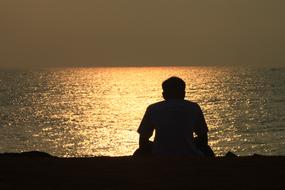 Dawn Man At Beach Sunrise