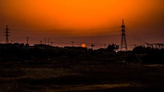 Sunset Landscape Pylons