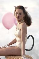 cute girl balloons beautifully