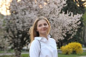 cute girl in a white shirt