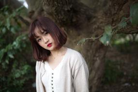 Portrait of asian Female Girl outdoors