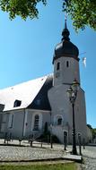 white church against a blue sky