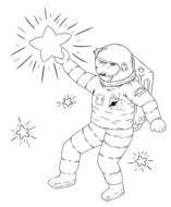 drawn astronaut with a star in his hand