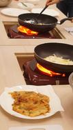 Cooking hot food on the stove