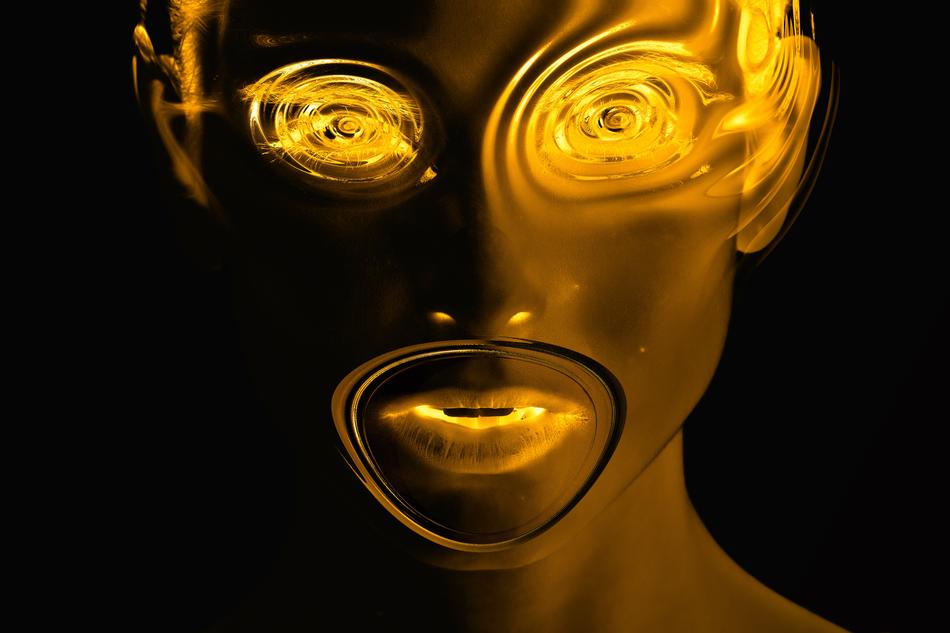 girl yellow look on her face