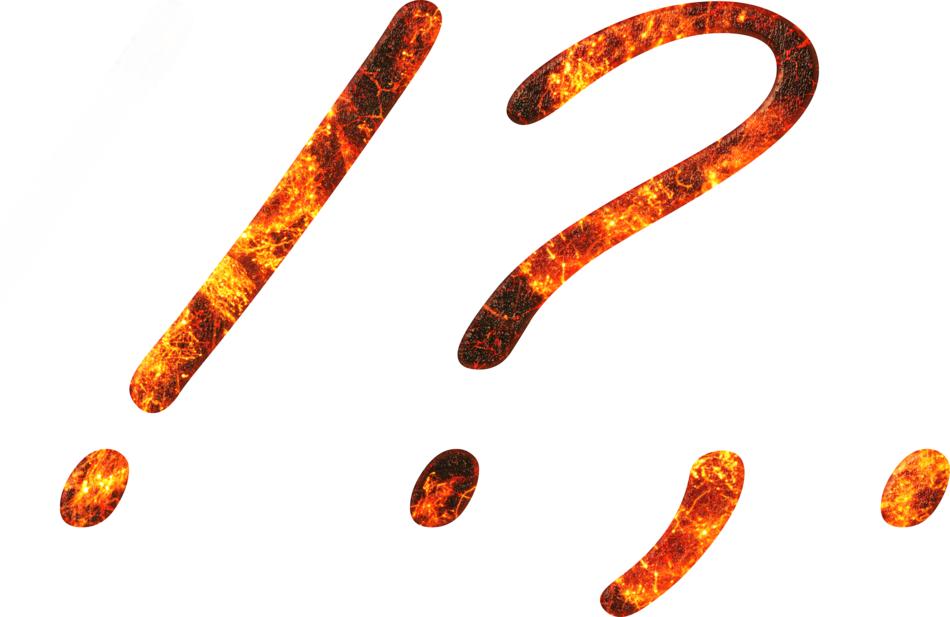 fire signs ponctuation on white background