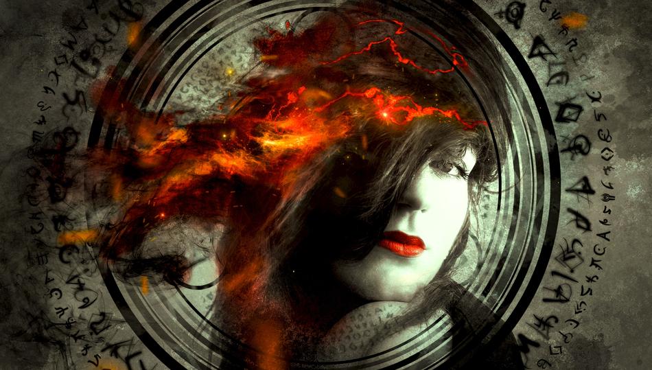 girl fire eye view