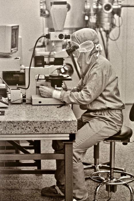 retro photo, research of the virus in the hospital