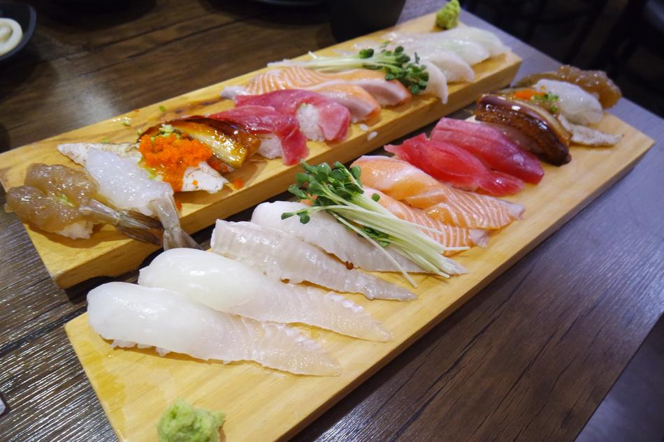 Fresh sliced fish and vegetables