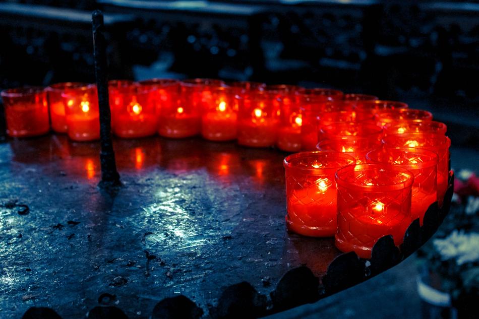 candles red glass night
