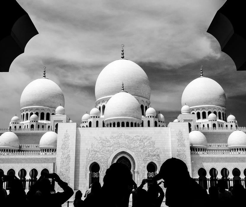 white mosque with clouds view