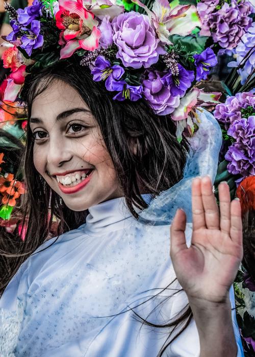 beautiful girl at the festival of flowers in Cyprus