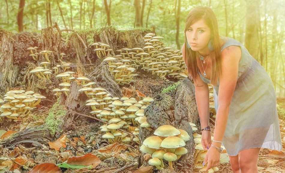 the girl in the woods is beautiful