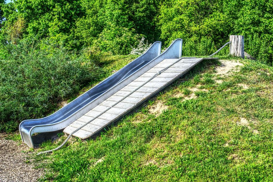 staircase on a green hill landscape