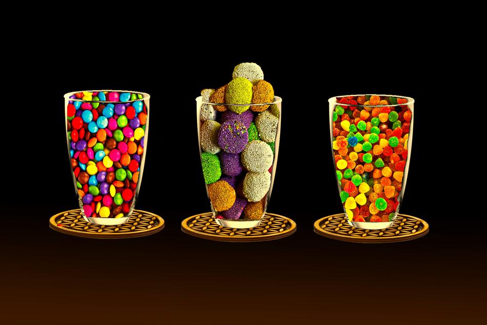 Composing of colorful sweats in glasses
