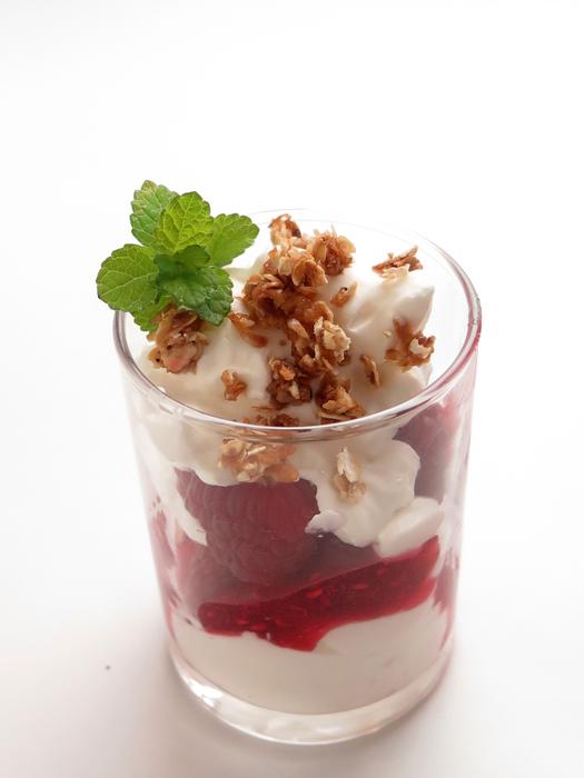 Sweet dessert with berries and nuts