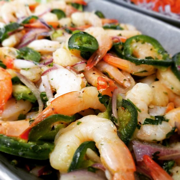 boiled shrimp with vegetables dish