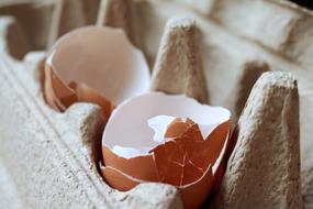 Broken eggs in a box
