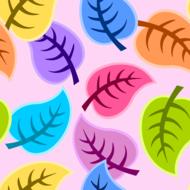 drawn colorful leaves on a pink background