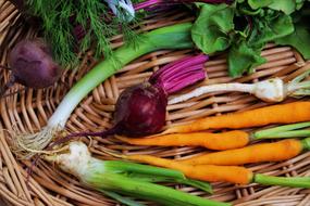 Colorful healthy vegetables in a basket