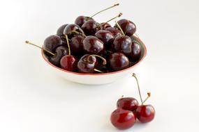 ripe sweet cherries in a bowl