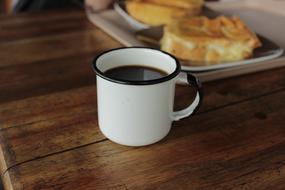 hot bitter coffee on the table