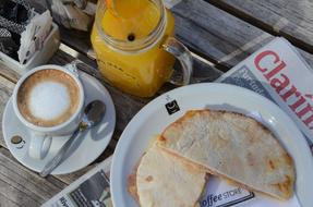 delicious pastries with coffee and juice