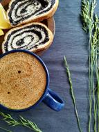 sweet strudel with coffee
