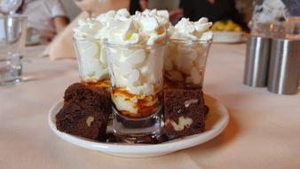 Sweet delicious creamy dessert in a glass
