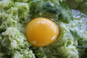salad with raw egg
