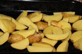 Roast potatoes on a tray