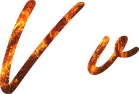 letter v with fire background