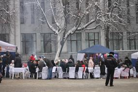 roadside cafe with people