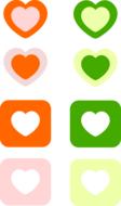 colored icons of hearts and shapes