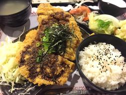 rice dish with steak meat
